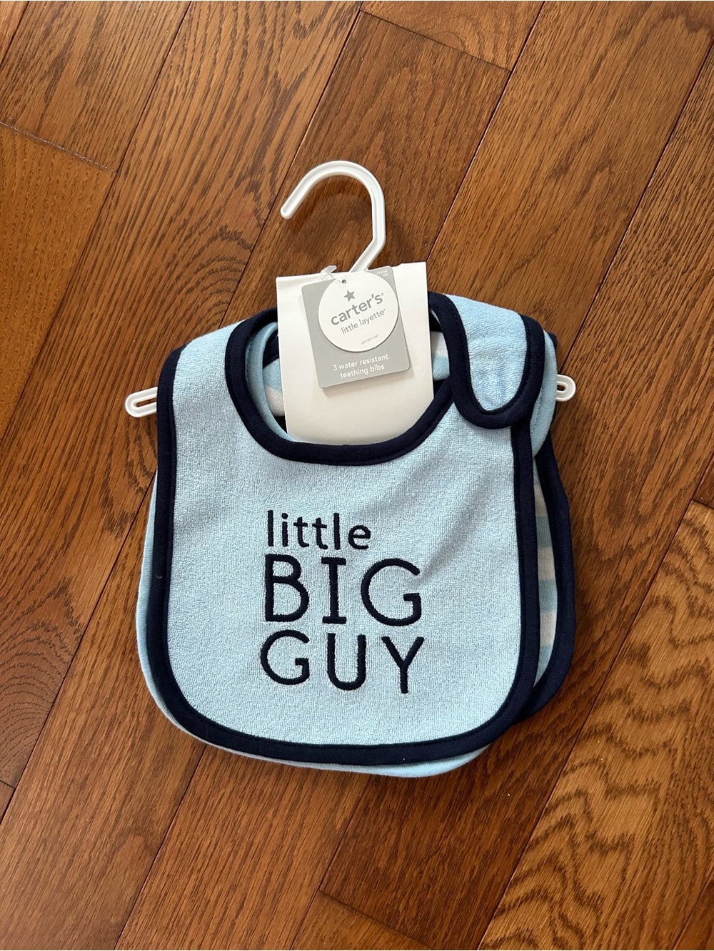 Carter's Light Blue "Little Big Guy" Baby Bib Set NWT